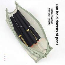 Versatile Kawaii Mesh Pencil Case - Multicolor Dual-Zipper Organizer For Stationery & Small Items. An Essential For Back To School, New Year's Gifting, Valentine's Day Treats & Everyday Chic. - màu xanh lá - Xem 4