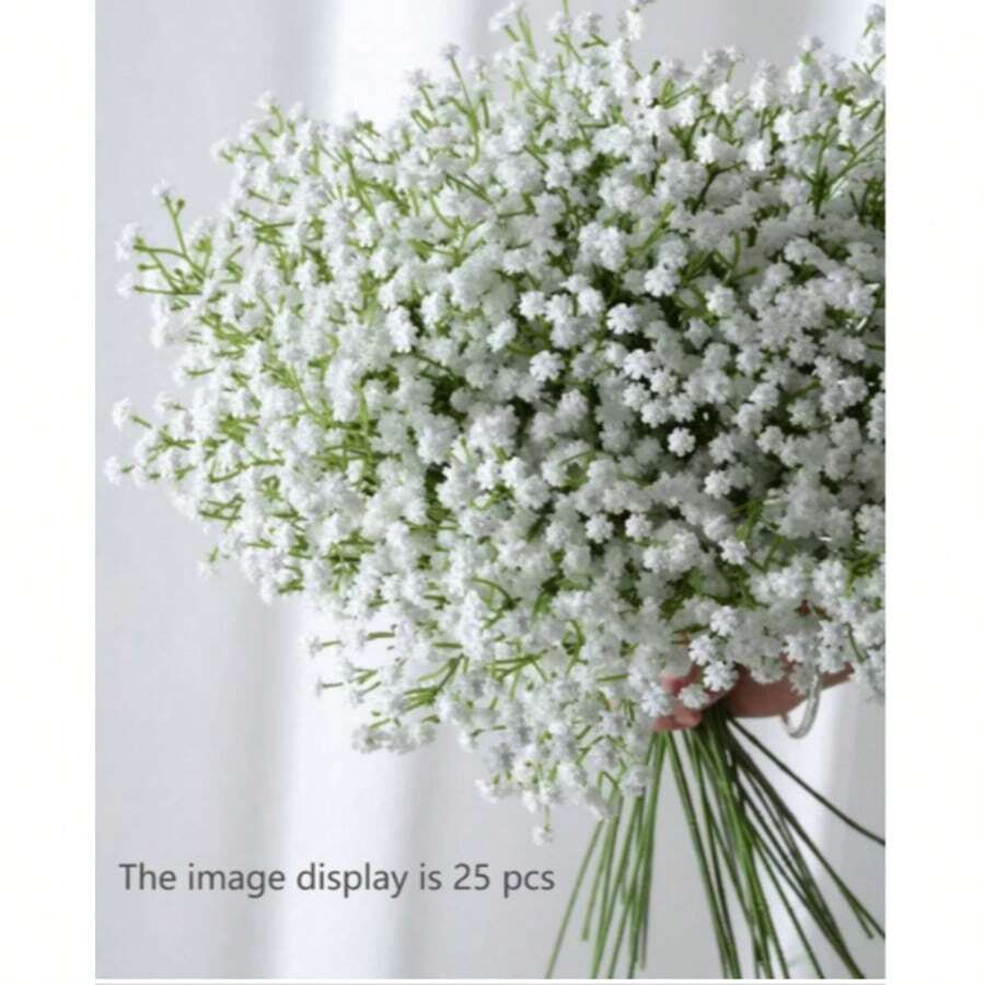 Set de 5 flores artificiales de Gypsophila blanca, ramos de Flor del Bebé falsa a granel con tallos de plástico, apropiados para decoración del hogar, decoración de mesa, arreglos florales DIY, decoraciones de boda y de fiesta, decoración de habitación