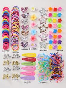 865pcs Set Girls Daisy Flower/Bow/Sequin/Heart Shape Hair Clips, Hair Ties, Hair Pins, Barrettes Accessories, Cute & Elegant For Daily Use And Gifting, Hair Accessories, Claw Clips, School Stuff, College, Y2k Outfit, Gifts, Bows, Classy, Best Friend Gifts, Hair Bands, Head Accessories,Summer,Holiday,Travel - Multicolor - View 3