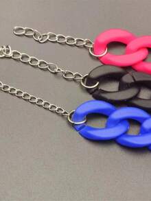 1pc Orange Chain Style Bracelet (Slight Color Difference Allowed Due To Production Batch Variation) - Orange - View 6