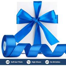New 1-1/2 Inch Wide Royal Blue Satin Ribbon, 50 Yards Solid Polyter Fabric Ribbon For Ros Making, Gift Wring, Wedding Drations, Crafts, Bows - 寶藍色 - 查看 3