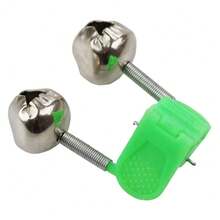 2Set (10pcs/Set) Plastic Clip Double Rod Bite Alarm Fishing Bells Ring Green NEW - Green - View 2