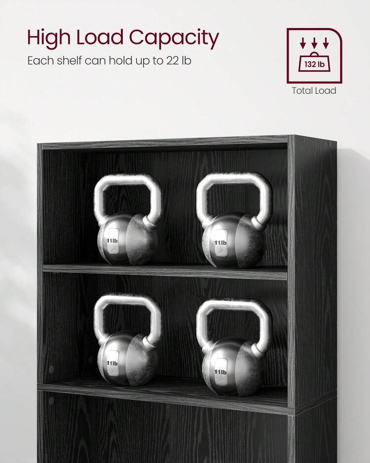 VASAGLE Bookshelf, 23.6 Inches Wide, 5-Tier Open Bookcase With Adjustable Storage Shelves, Floor Standing Unit - 黑色 - 查看 7