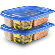 Food Storage Meal Prep Containers Reusable Kitchen Organization, Snap Technology, Dishwasher Safe, Divided Rectangle, 2 Count - Rectángulo dividido - Ver 12