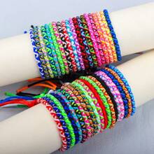 10pcs/Pack Fashionable Colorful Woven Adjustable Friendship Bracelets With Tassels, Suitable For Gifts To Family, Friends, Daily Wear, Jewelry Party
