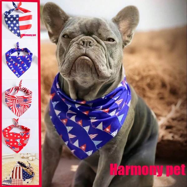 5 Styles Cool And Thin Pet Triangle Scarf, Suitable For All Seasons,, Including Cat Scarves, Dog Scarves, Pet Triangle Scarves, And Drool Scarves Star Spangled Banner Pattern ,Independence Day In The United States, Elements Of The American Flag(Lightweight And Comfortable, Breathable, Tailor-Made For Dogs)