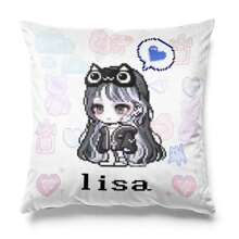 1pc Pixel Art Print Throw Pillow Cover, Y2K Style Pixel Character Polyester Cushion Cover, Rectangular Customizable Name Pillowcase, Suitable For Bedroom, Living Room, Study, Best Gift For Her