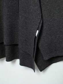 DEEKA Autumn/Winter New Women's Clothing - Slouchy Scarf Poncho Style Round Neck Long Sleeve Short Knitted Cardigan Jacket - Dark Grey - View 6