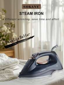 SOKANY Dampfbügeleisen, Elektrobügeleisen, Kleidung Bügelfreihalter, 2200 Hochleistung, Schnellaufheizung, mehrstufige Temperatursteuerung, freie Umschaltung. Großer Wassertank, keine häufige Nachfüllung nötig, sofort einsatzbereit. Mit Sprühtaste und LED-Anzeige. Keramik-Bügelsohle, einfaches Bügeln auch kleiner Bereiche wie Kragen und Knöpfe. Geeignet für Familien, ein Haushaltshelfer für Geschäftsleute entworfen.