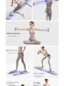Máquina de esquí multifuncional de tipo dividido, herramienta para adelgazar las piernas, tabla de Pilates, máquina de esquí, tabla de gimnasio, dispositivo de fortalecimiento de brazos, entrenamiento de marcha, soporte para plancha, tensión; entrenamiento de fuerza, entrenamiento de cadera y piernas, extensión, equipo de ejercicio multifuncional portátil para uso doméstico, equipo de reparación posparto para mujeres