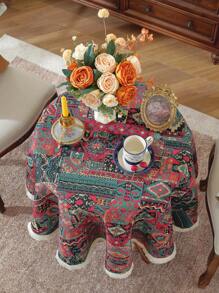1pc Vintage Style Round Tablecloth With Dense Tassels, American Countryside Vibe, High-Quality, Suitable For Afternoon Tea Dessert Decoration, Picnic Parties, And Dining Tables