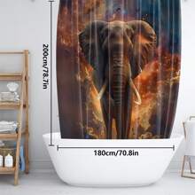 1/4pcs Star Giant Elephant Shower Curtain Set, Decoration Bathroom Set Including High Quality Shower Curtain, Non Slip Floor Mat, Toilet Cover, Bathroom Mat And 12 Plastic Hooks, Bathroom Accessories, Home Decoration Back To School