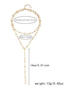 1 件时尚彩色锆石链 Y 形长项链，适合旅行、约会、派对 - 金色 - 查看 3