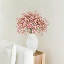 5 piezas de Flor artificial de Gypsophila rosa, que incluye ramos a granel de respiración de bebé de plástico falso de múltiples ramas, adecuado para decoración del hogar, decoración de mesa, arreglos de jarrones, decoraciones florales DIY para bodas y festivales, decoración de habitación