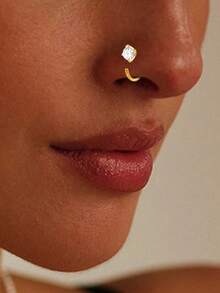 1pc S925 Sterling Silver CZ Nose Ring Body Jewelry, Women's Size 6mm/8mm/10mm