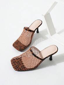 Pointed Toe Slip-On Mule Shoes, Versatile High Heel Women Sandals