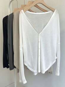 1件女士轻薄针织披肩，薄款防晒开襟毛衣，可搭配连衣裙 - 長袖披肩 - 查看 6