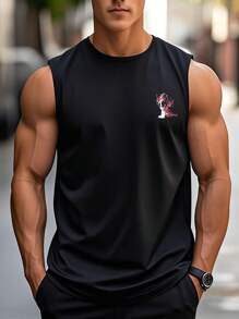 Top casual de tirantes para hombre con estampado japonés y de flores para el verano