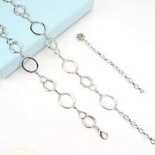 Metallic Chain Decorative Belt For Women, Versatile & Stylish For Dresses, Fashion Body Chain With Hollow O-Ring Waist Chains Summer, School Fall, Autumn, Halloween - Silver - View 2