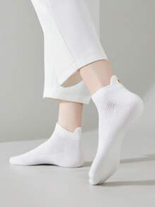 6 Pairs Of White Socks For Women, Gold Heart Embroidery Gorgeous Style Low Top Women's Boat Socks, Versatile And Simple Style