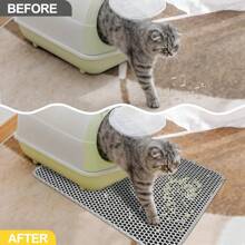 1 PC Tapete para areia de gato de estimação, à prova d'água, dupla camada, armadilha para areia de gato, tapete para caixa de areia de animal de estimação, almofada de limpeza, tapete para coleta de areia de gato (à prova d'água para areia de gato/cachorro), também pode ser usado como base para tigela de cachorro, suprimentos e acessórios para gatos
