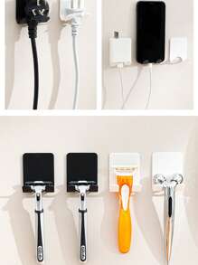 رف لتنظيم أداة الحلاقة لا يحتاج للحفر ، مرتب الحمام لآلة الحلاقة، خطاف آلة الحلاقة اليدوية، خطاف القابس الكهربائي