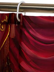 1pc/4pcs Luxurious Red European Noble Style Shower Curtain Set | Classical Luxury Romantic French Style Shower Curtain, Shower Curtain Fabric Bathroom Decoration Curtain With 12 Hooks, Non-Slip Bathroom Mat Toilet Mat Set, Bath Mat, Toilet Seat Mat, Non-Slip U-Shaped Mat, With Shower Curtain Hooks 12 Back To School