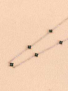 1 Pc Lucky Four Leaf Flower Necklace With Cold And Elegant Style, High Sense Collar Chain, Long Style, Elegant Tassel Neckchain, Female, Suitable For Women's Daily Wear ﻿