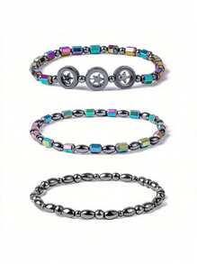 1pc Magnetic Anklet, Fatigue Relief Magnetic Stone AnkleChain,Black Magnetic Bracelet, Gallstone Jewelry, CareFashionable Elastic, Suitable For Boy And Girl, Best YogaAccessory And Holiday Gift