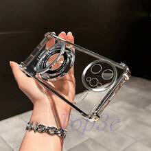 Funda de teléfono transparente, a prueba de agua y golpes, resistente a los arañazos, con soporte magnético en las 4 esquinas anti-caída para Poco X7 Pro/X6Pro/X5/X4 GT/X3Pro/F7Pro/F7Ultra/F6Pro/F5 Pro/F4/F3/M6 Pro/C61/C65/C75