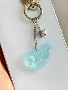 1 件女士时尚韩国独立甜美星星闪光天使翅膀钥匙扣、手机壳、耳机壳、包包饰品 - 藍色 - 查看 1
