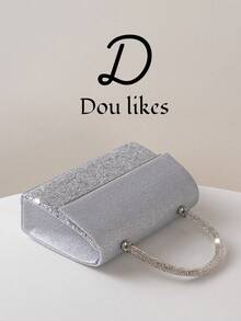 Women's Formal Party Clutch, Fashionable Glitter Silver Handbag, Large Capacity Wallet, Decorated With Luxury Metal Hardware, Sequin Patchwork Design, Perfect For Weddings, Parties, Celebrations, Galas, Birthday Gifts, Valentine's Day Gifts, Balls And Formal Events