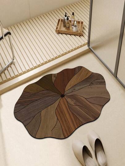 1pc Lightweight Luxury Simple Silicone Lotus Pattern Bath Mat, Approximately 3mm Thick, Absorbent Bathroom Entrance Doormat, Toilet Foot Mat