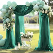 Elegant Emerald Green Wedding Arches - Polyester Fabric Drapes For Ceremony, Reception & Party Decor | Sheer Backdrop Curtains With Floral Accents | Perfect For Christmas & Valentine'S Day Celebration