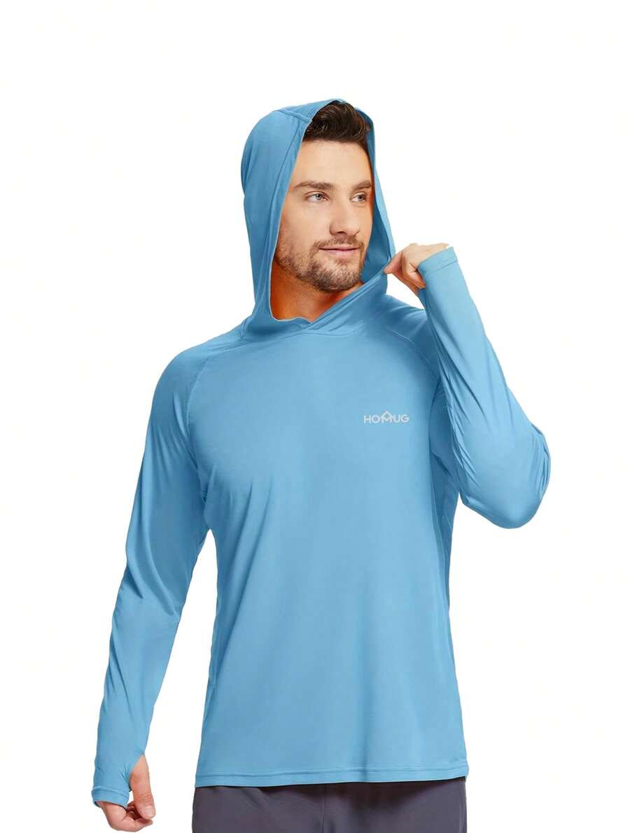 Men's UPF 50+ Sun Protection Lightweight Hoodie Performance Long Sleeve SPF UV Shirt For Fishing Running - 藍色 - 查看 1