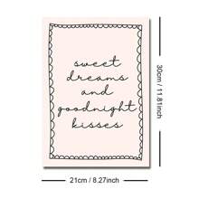 1 Stück ungerahmte Poster Leinwanddrucke "Sweet Dreams Goodnight Kisses" mit Typografie-Zitat, für Studentenwohnheim, Schlafzimmer, moderne Heimdekoration, über dem Bett