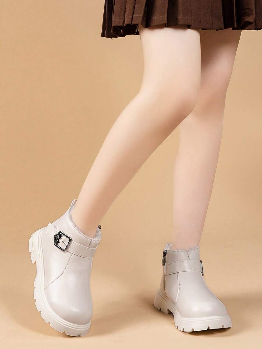 1 Paar Kindersportschuhe, Kinderstiefel, britischer Stil, thermisch gefüttert für den Winter, geeignet für Mädchen & Jungen