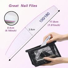 JEARLYU Lima per unghie 100/180 grit, tampone per unghie lavabile a doppia faccia, lucidatore per unghie riutilizzabile, adatto per unghie naturali e acriliche, per uso domestico e da salone