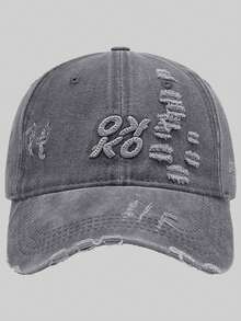 1 Piece Letter KO Reverse Design And KO Forward Design Embroidered Baseball Cap, Unisex Old Torn Soft Top Washed Hat, Sun Hat Suitable For Outdoors, Send Friends To Family - Multicolor - View 3