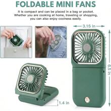 TFFFHandheld FanPortable Mini Fan With Power Bank 3000mAh USB Rechargeable Quiet Desk Fan With Cell Phone Stand Foldable 3 Speeds Strong Airflow 12 Working Hours Neck Fan