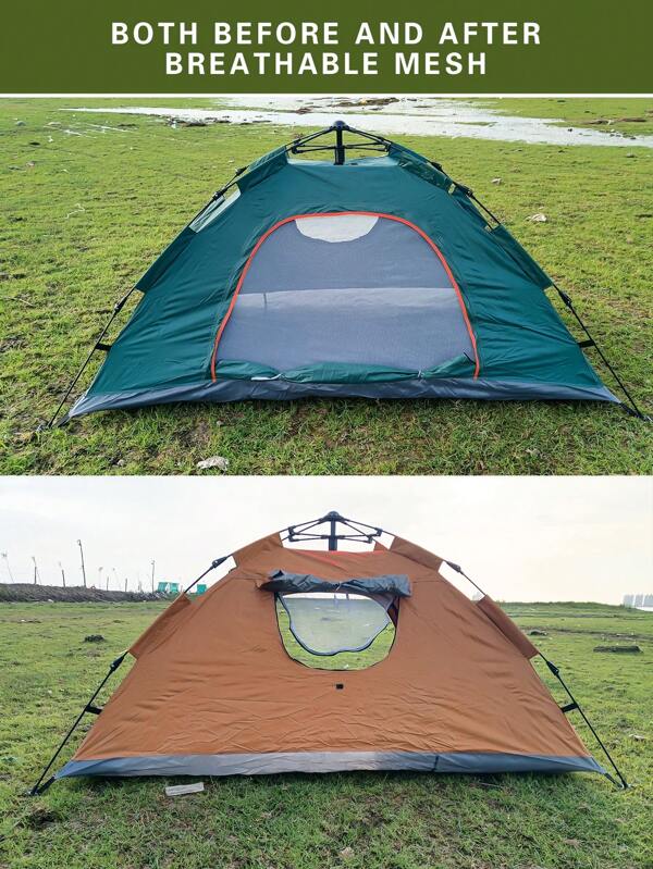 1pc Automatic Pop-Up Camping Tent, Easy Set-Up, Portable, Sun Protection, Waterproof, Anti-Wind, Suitable For Outdoor, Camping, Picnics, With Mesh Net, Thickened