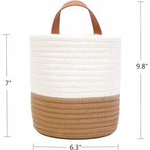 New Hanging Basket - Wall Hanging Baskets For Anizing - Hanging Storage Woven Wall Basket - All Wicker Wall Baskets For Wall Dr - Hanging Planter Baskets 6.3" X 7" (White And Brown) - 白色和棕色 - 查看 3