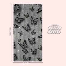 1/4 Stück Grau & Schwarz Schmetterling Design Duschvorhang Set, wasserdichter Duschvorhang, Badezimmermatte, U-förmiger Toilettendeckel, dekorativ, modische Raumteiler, ohne Bohren, maschinenwaschbar Polyester Badezimmer Dekoration Herbst Dekoration Badezimmer Accessoires Schulanfang