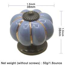 5er-Pack Keramik-Kürbisgriffe, Schrankknöpfe, Vintage-Stil mit Schrauben, geeignet für Küche, Schränke, Badezimmer, Kommodenschubladen, Kleiderschränke - Blau - Übersicht 4