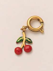 1pc Stainless Steel Cute Cartoon Cherry Cake Ice Cream Strawberry Cake Clover Pendant, Suitable For DIY Creative Necklaces, Bracelets, Earrings, Bag Chains, Keychains, Plated With 18K Gold, Waterproof And Sweat Proof, Suitable For Daily Use, Is A Creative Pendant For Wives, Mothers And Girlfriends - Multicolor - View 8