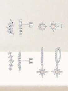 1 par de pendientes de zirconia cúbica color plateado clásico, pendientes de hélix de cartílago de cobre hipoalergénicos, adecuados para bodas, fiestas y uso diario de mujeres
