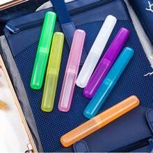 4pcs Portable Toothbrush Storage Box, Plastic Toothbrush Holder, Travel Toothbrush Case - Ventilated Oral Care Accessory, Suitable For Home, Business And Camping | Stylish Toothbrush Rack | Durable Semi-Transparent Plastic (Random Color)