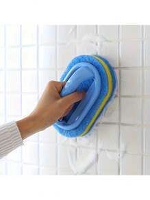1 pièce Nettoyant pour douche | Éponge à main ergonomique, design bicolore - Brosse de nettoyage manuelle multifonctionnelle, convient pour baignoire, cuisine, salle de bain et plus - Idéal pour nettoyer les carrelages, les marmites, les taches, les accessoires de salle de bain