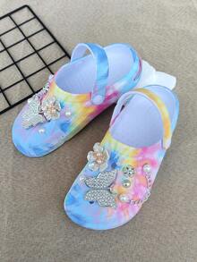 Elegante & süße vielseitige bunte Schmetterlinge Silber Kette weiche, bequeme Luftkissen Plateau Sandaletten im Straßen-Stil, langanhaltend und rutschfest mit Cut Out Design