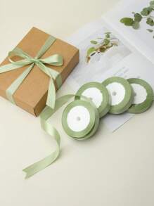 1 Pc Sage Green Satin Ribbon, Width 1cm/1.5cm/2cm/2.5cm/3cm/4cm/5cm/7.5cm/10cm, Length 22m, Soft Polyester Material, Suitable For Flower Packaging, Gifts, Clothes, Hair Accessories, Bows, Wedding Decor, DIY Crafts